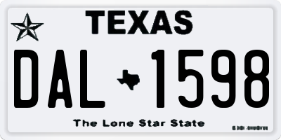 TX license plate DAL1598