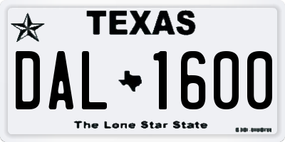 TX license plate DAL1600