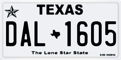 TX license plate DAL1605