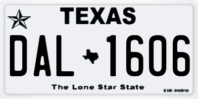 TX license plate DAL1606