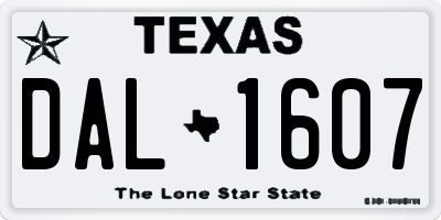 TX license plate DAL1607