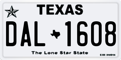 TX license plate DAL1608