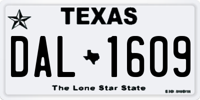 TX license plate DAL1609
