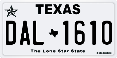 TX license plate DAL1610