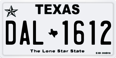 TX license plate DAL1612
