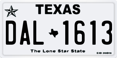 TX license plate DAL1613