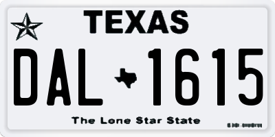 TX license plate DAL1615