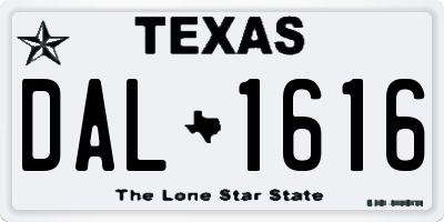 TX license plate DAL1616