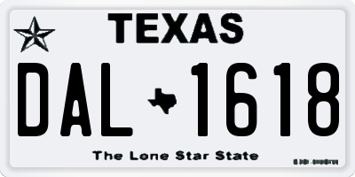 TX license plate DAL1618