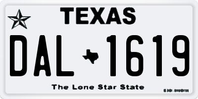 TX license plate DAL1619