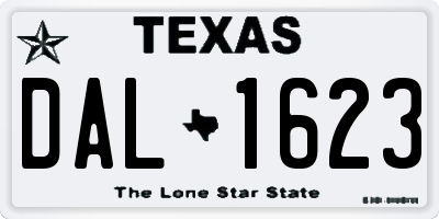 TX license plate DAL1623