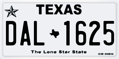 TX license plate DAL1625