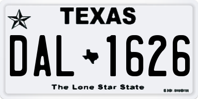 TX license plate DAL1626