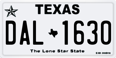 TX license plate DAL1630