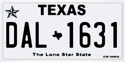 TX license plate DAL1631