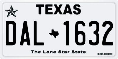 TX license plate DAL1632