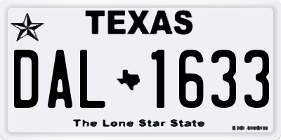 TX license plate DAL1633