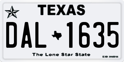 TX license plate DAL1635