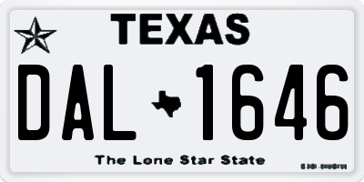 TX license plate DAL1646