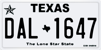 TX license plate DAL1647