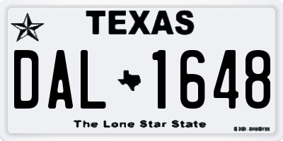 TX license plate DAL1648