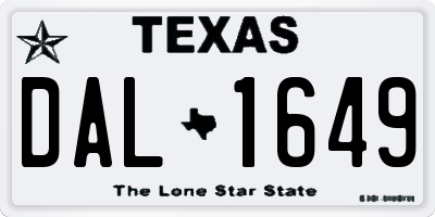 TX license plate DAL1649