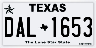 TX license plate DAL1653