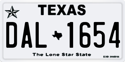 TX license plate DAL1654