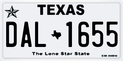 TX license plate DAL1655