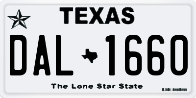 TX license plate DAL1660
