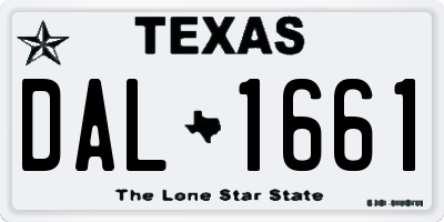 TX license plate DAL1661
