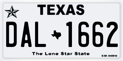 TX license plate DAL1662
