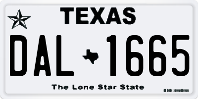 TX license plate DAL1665