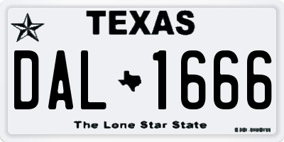 TX license plate DAL1666
