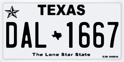 TX license plate DAL1667
