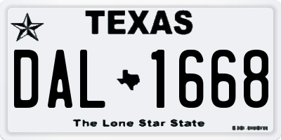 TX license plate DAL1668