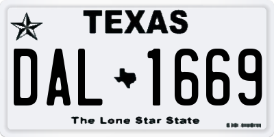 TX license plate DAL1669