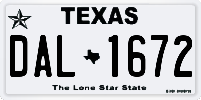 TX license plate DAL1672