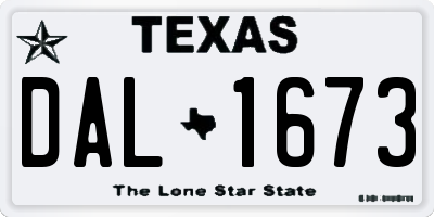 TX license plate DAL1673