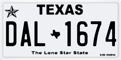 TX license plate DAL1674