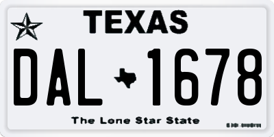 TX license plate DAL1678