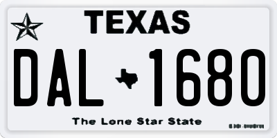 TX license plate DAL1680