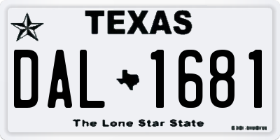 TX license plate DAL1681
