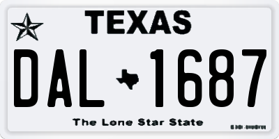 TX license plate DAL1687