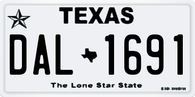 TX license plate DAL1691