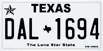 TX license plate DAL1694