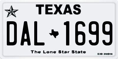 TX license plate DAL1699