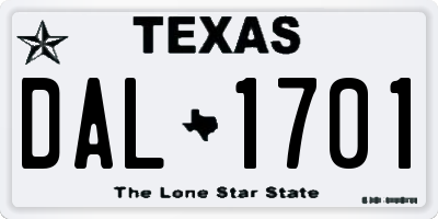 TX license plate DAL1701