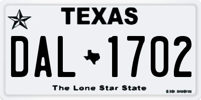 TX license plate DAL1702