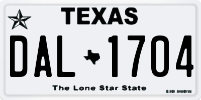 TX license plate DAL1704